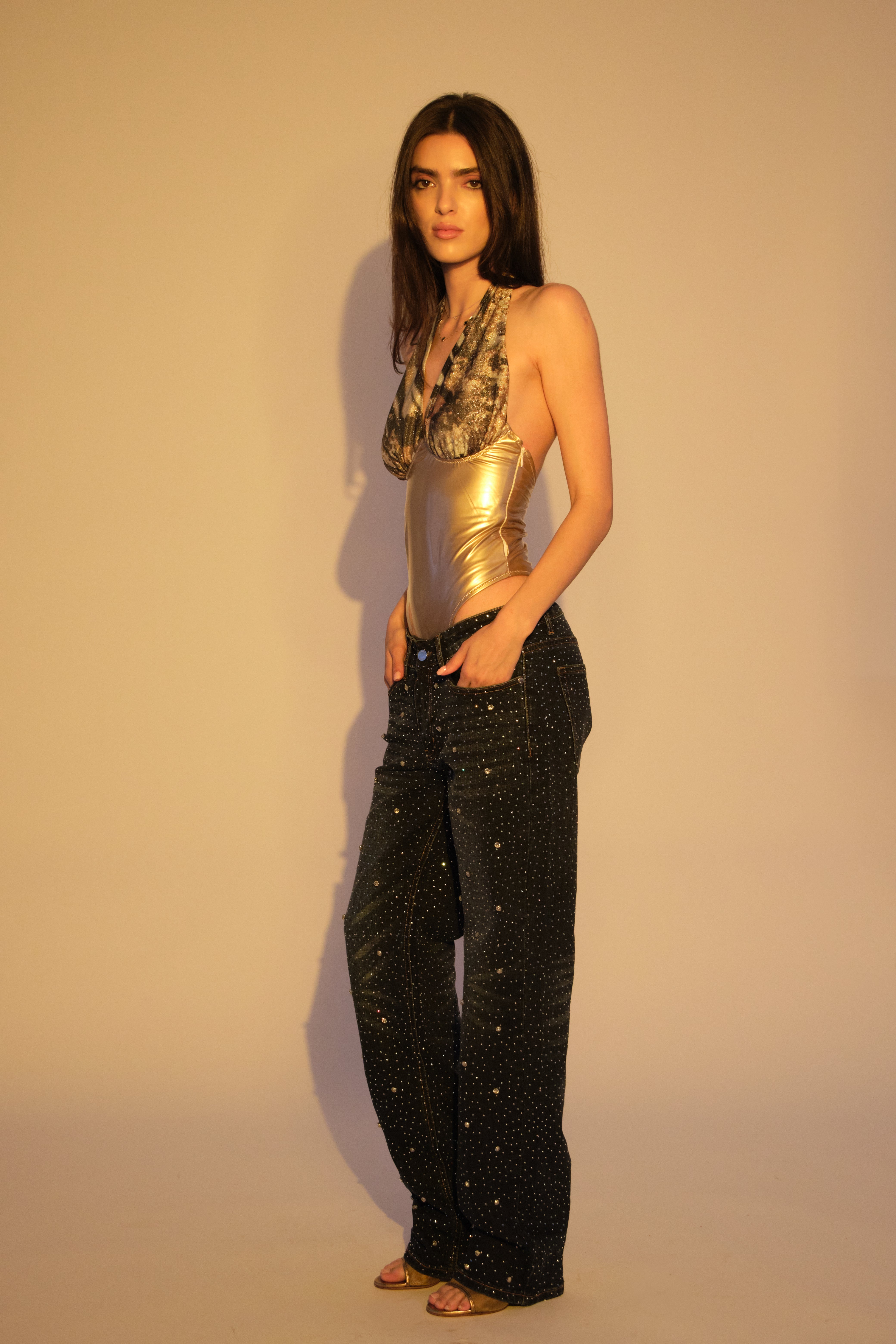 NOIRE DISCO JEANS DARK WASH BLUE