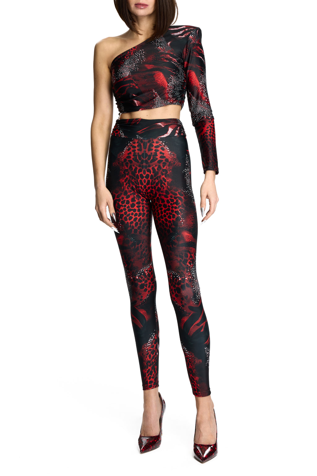 STELLA ROUGE JUMPSUIT BLACK & RED MIXED PRINT