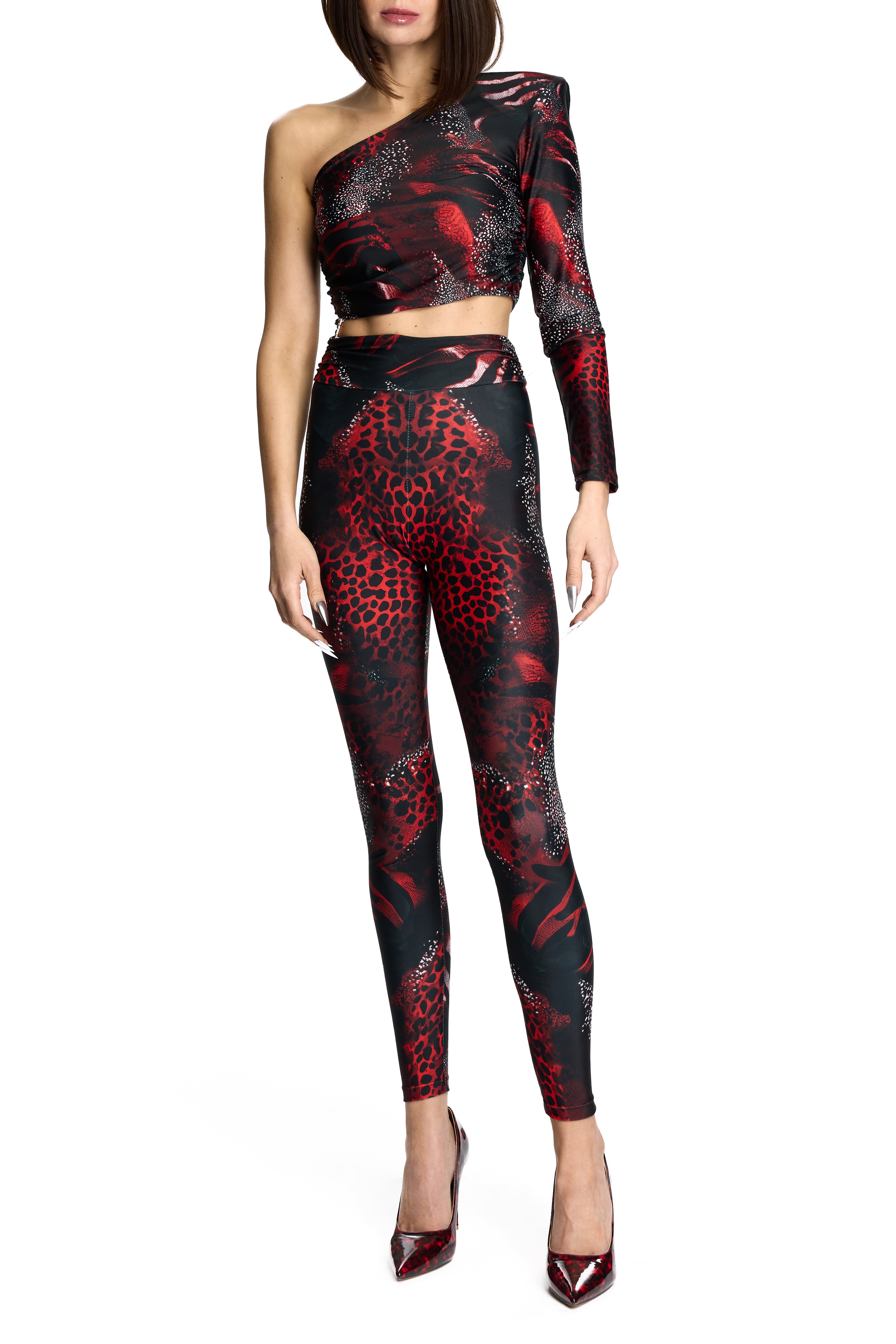 STELLA ROUGE JUMPSUIT BLACK & RED MIXED PRINT