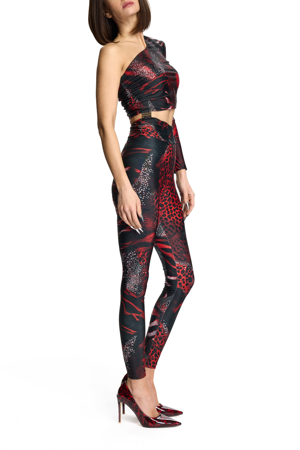 STELLA ROUGE JUMPSUIT BLACK & RED MIXED PRINT