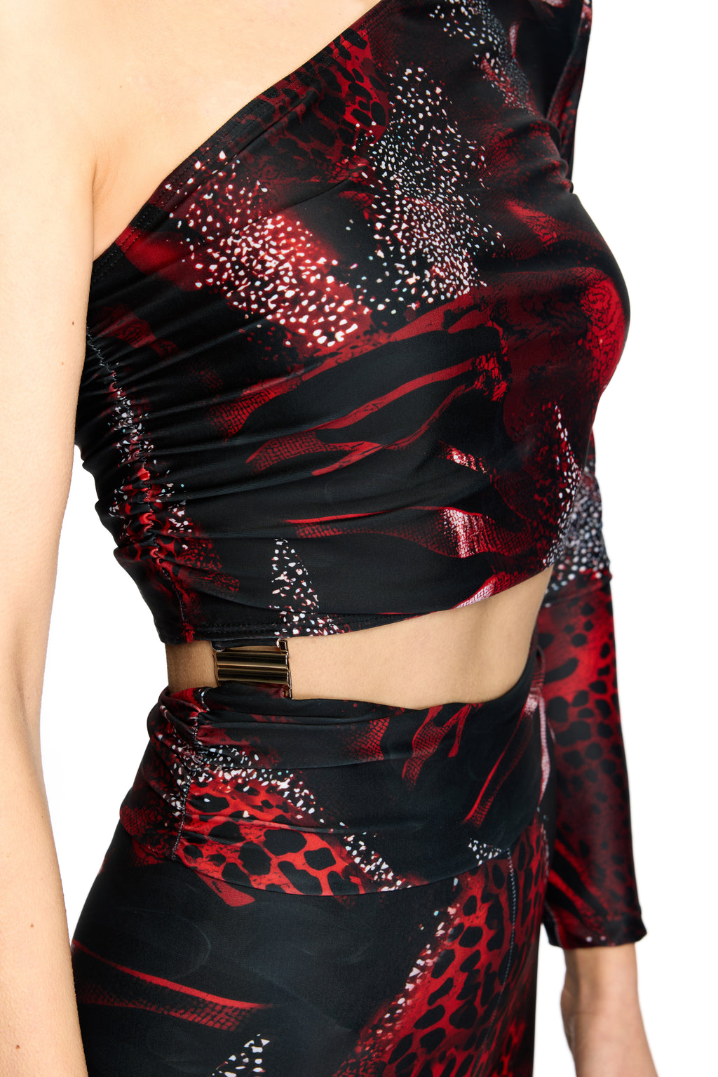 STELLA ROUGE JUMPSUIT BLACK & RED MIXED PRINT