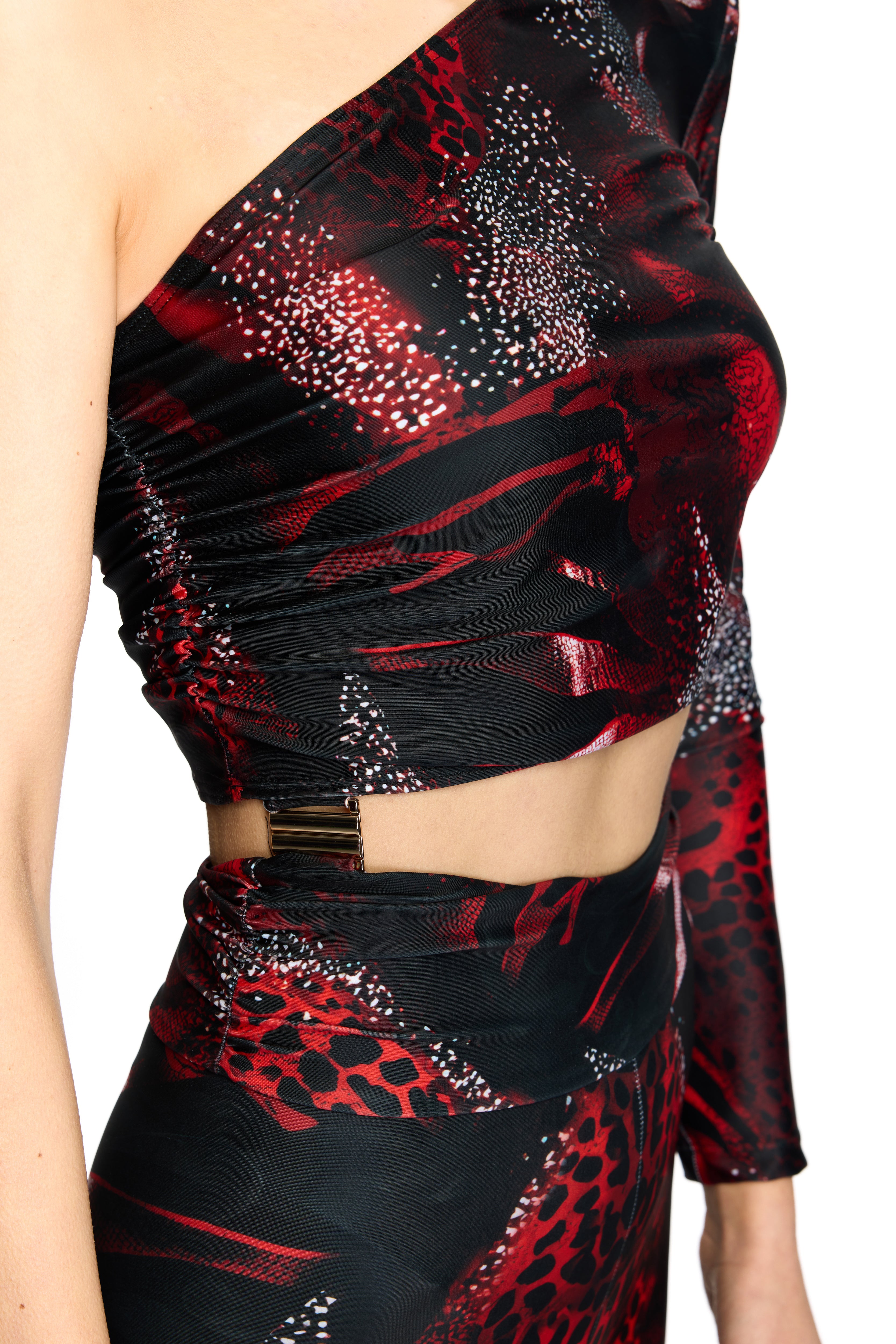 STELLA ROUGE JUMPSUIT BLACK & RED MIXED PRINT