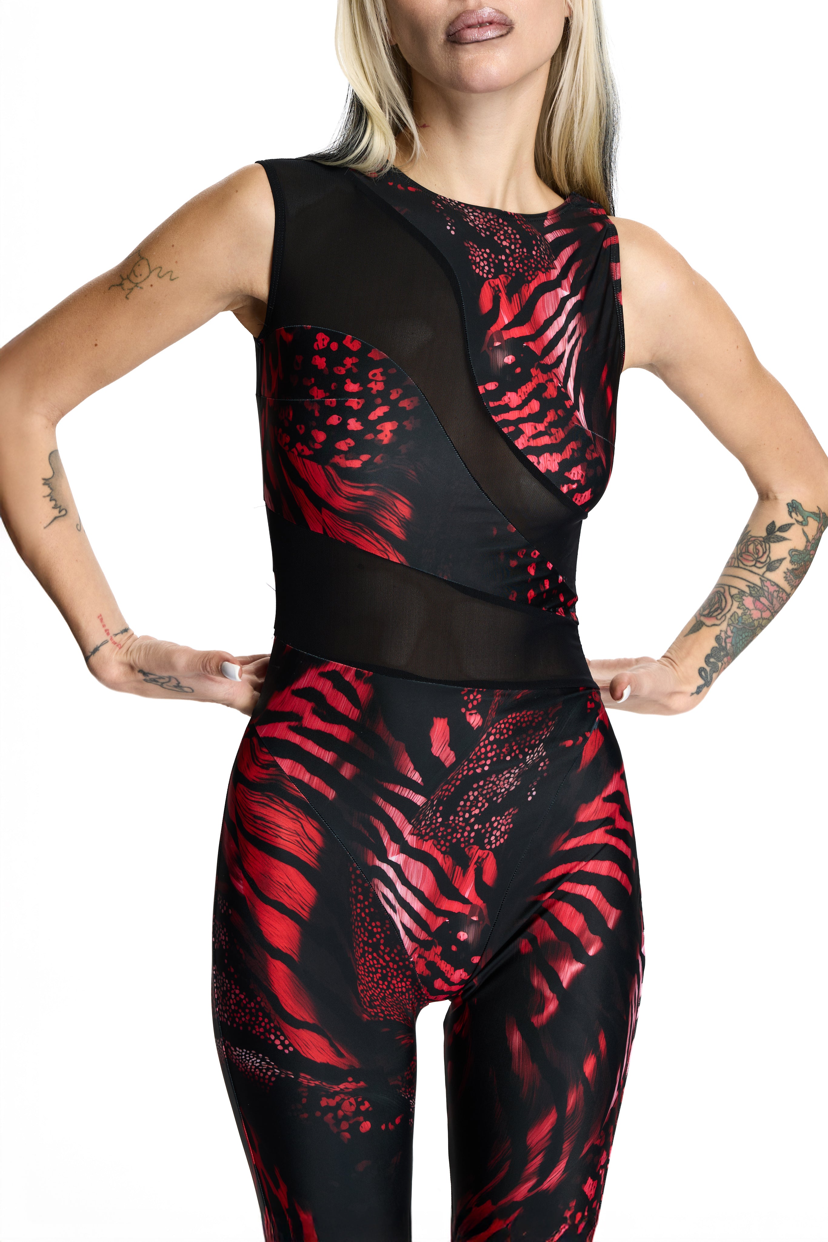 VALENTINA JUMPSUIT RED ANIMAL PRINT