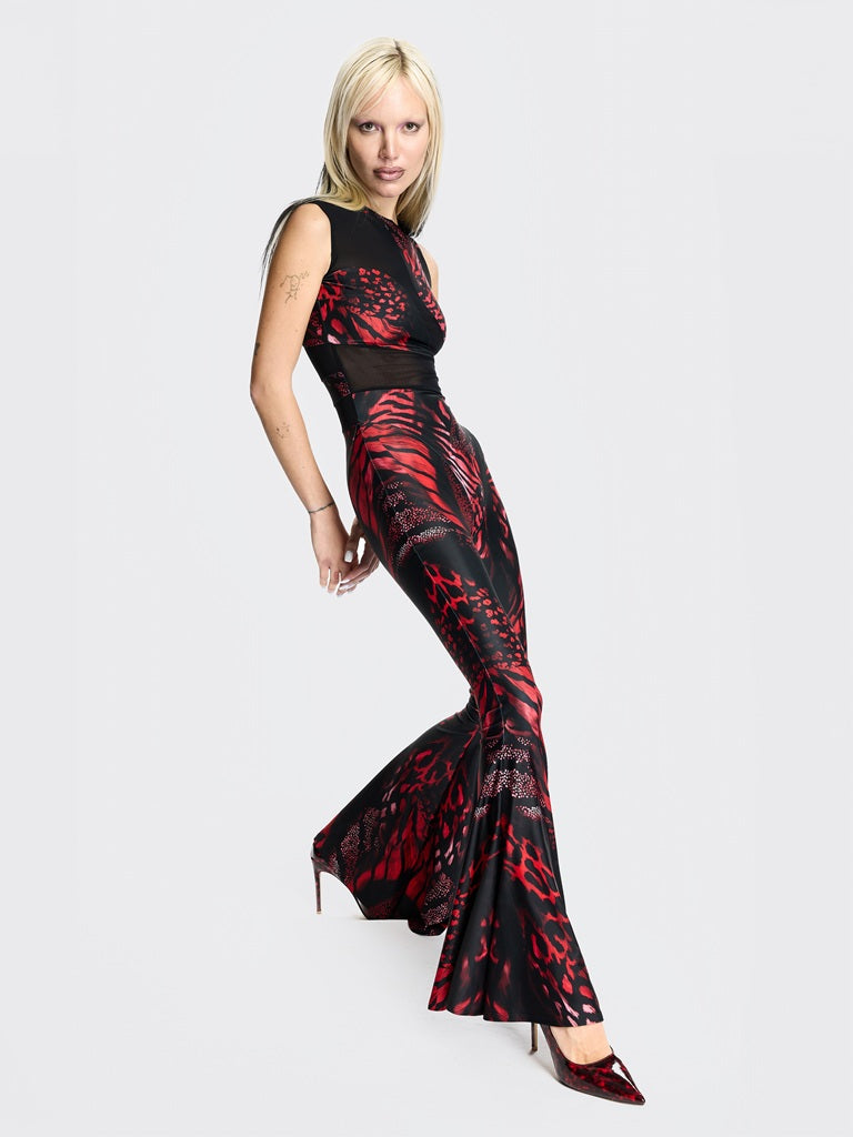 VALENTINA JUMPSUIT RED ANIMAL PRINT